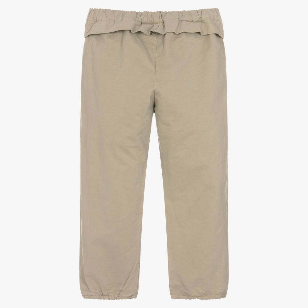 Donsje-بنطلون قطن عضوي تويل لون بيج للبنات | Childrensalon Outlet