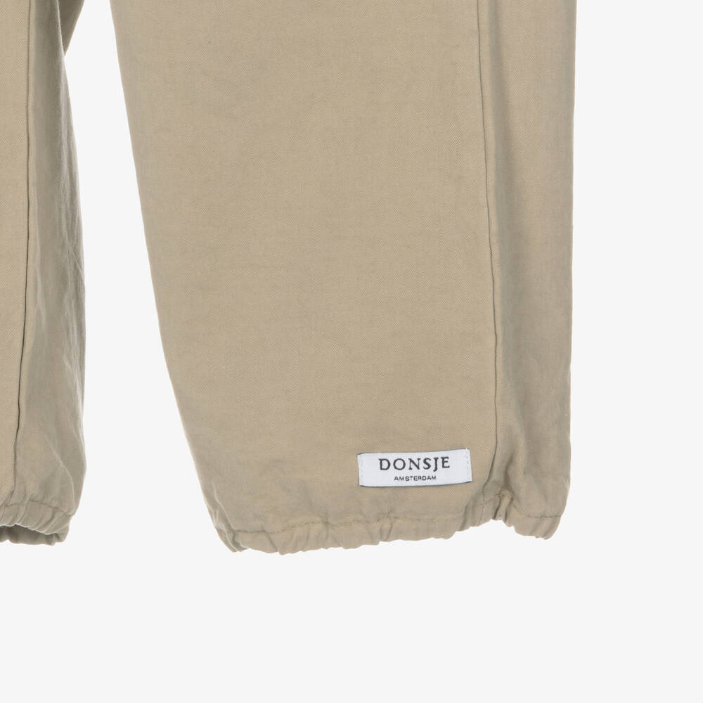 Donsje-بنطلون قطن عضوي تويل لون بيج للبنات | Childrensalon Outlet