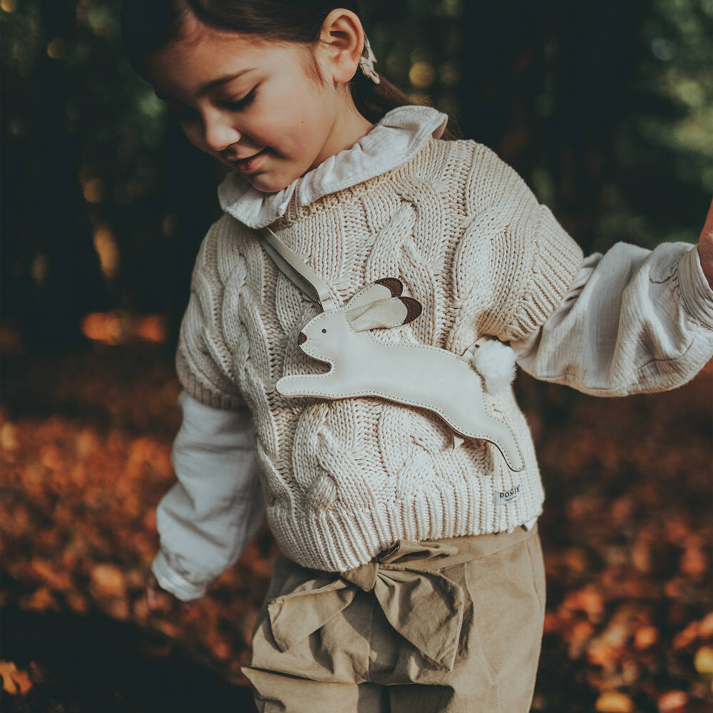 Donsje-بنطلون قطن عضوي تويل لون بيج للبنات | Childrensalon Outlet