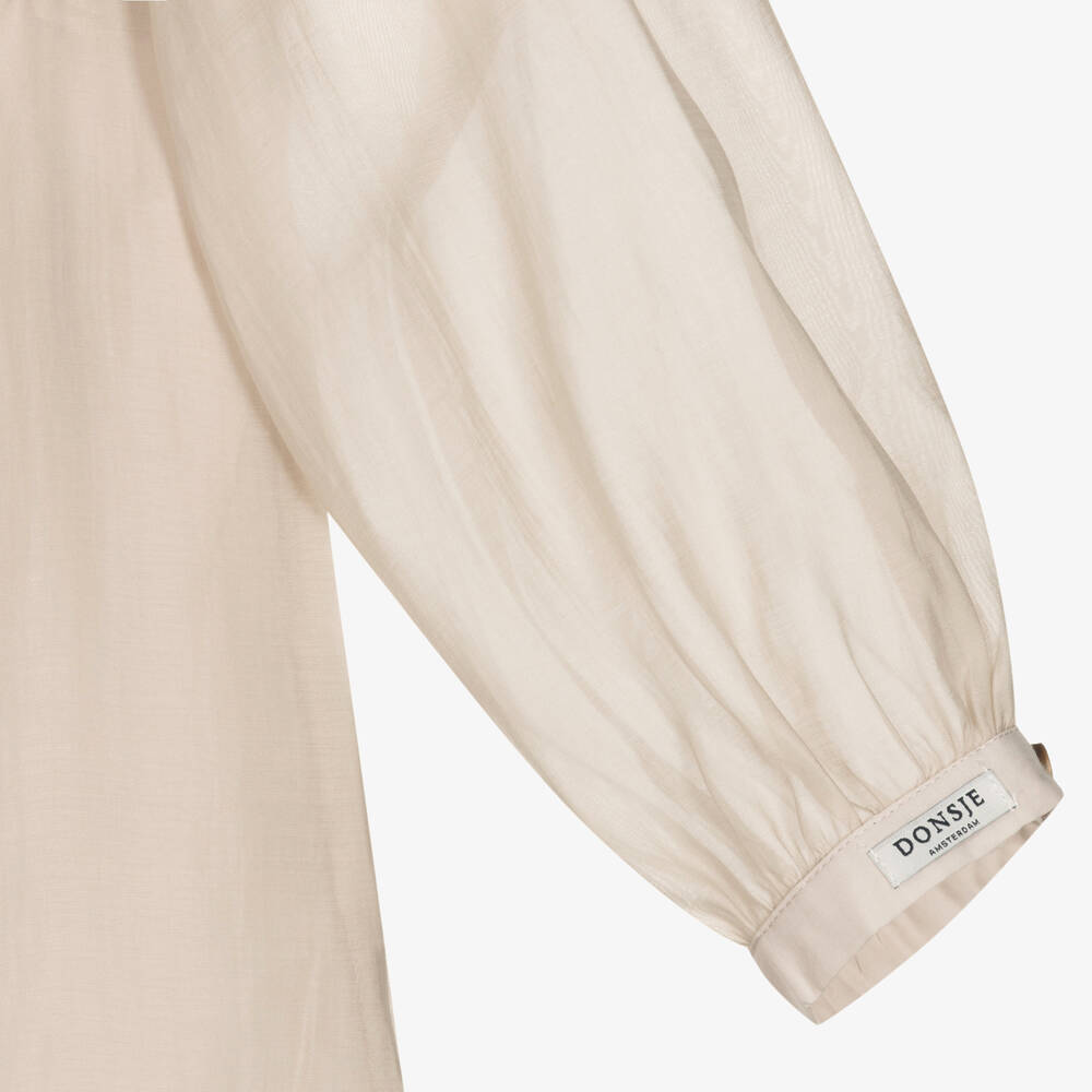 دونسجي-بلوز فيسكوز وأورغانزا لون بيج للبنات | Childrensalon Outlet