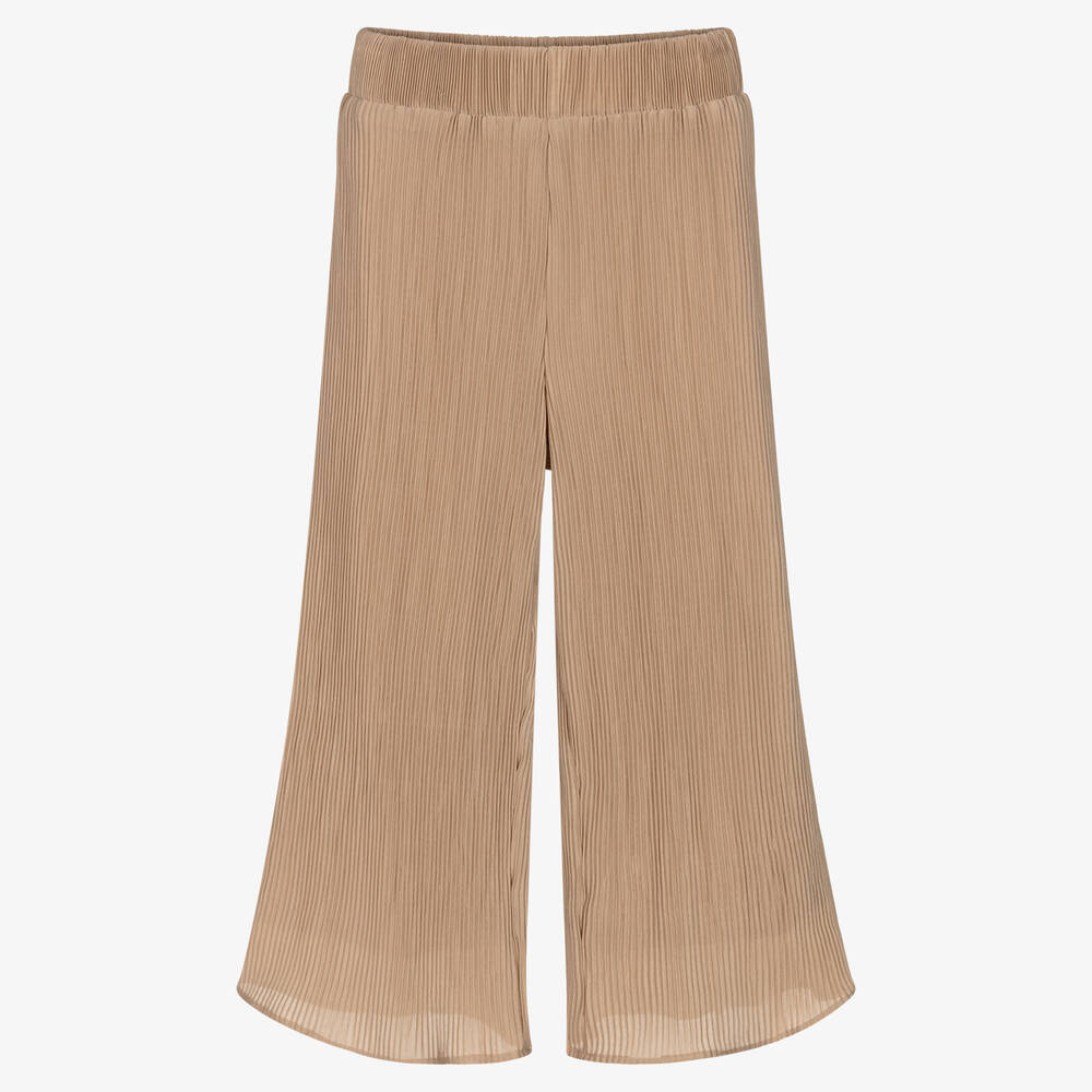 Donsje-Girls Beige Plissé Trousers | Childrensalon Outlet