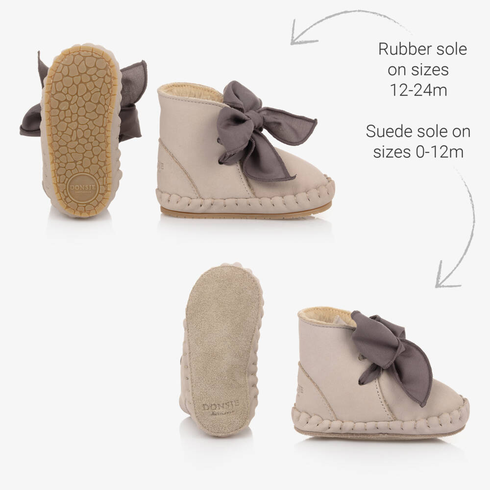 Donsje-Girls Beige Suede Leather Pre Walkers | Childrensalon Outlet