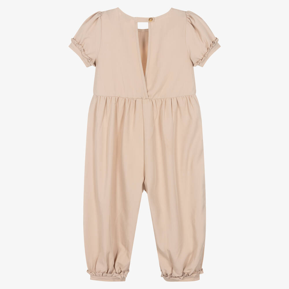 Donsje-Girls Beige Twill Jumpsuit | Childrensalon Outlet