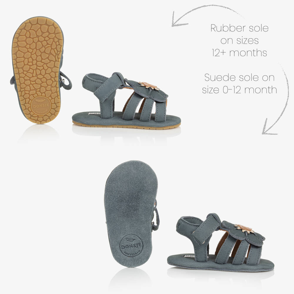 Donsje-Голубые замшевые сандалии на липучке | Childrensalon Outlet