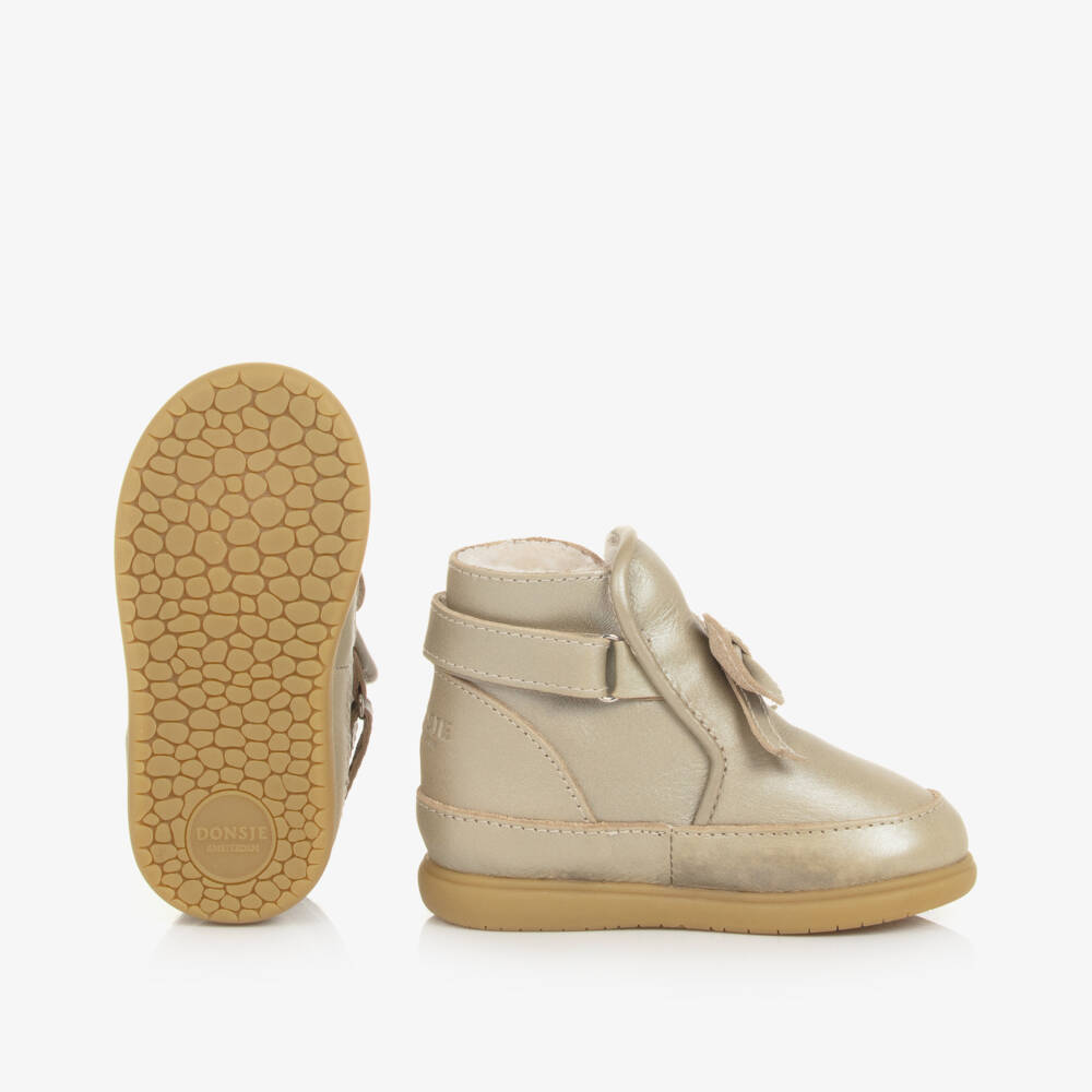 دونسجي-بوت لمرحلة بدء المشي جلد لون ذهبي | Childrensalon Outlet