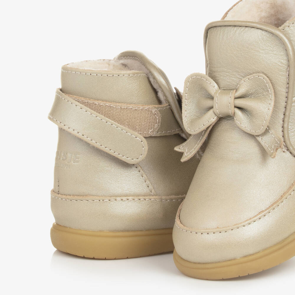 دونسجي-بوت لمرحلة بدء المشي جلد لون ذهبي | Childrensalon Outlet