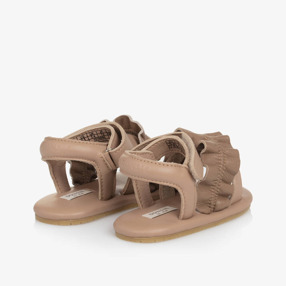 Donsje-Girls Chocolate Soft Leather Baby Sandals | Childrensalon Outlet