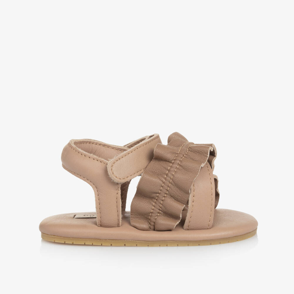 Donsje-Girls Chocolate Soft Leather Baby Sandals | Childrensalon Outlet