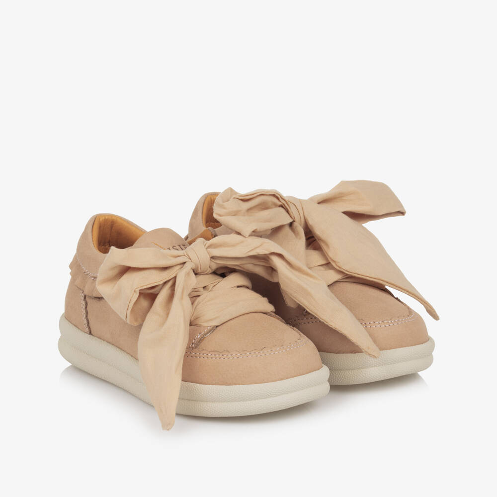 Donsje-Girls Coral Ruffled Leather Sneakers | Childrensalon Outlet