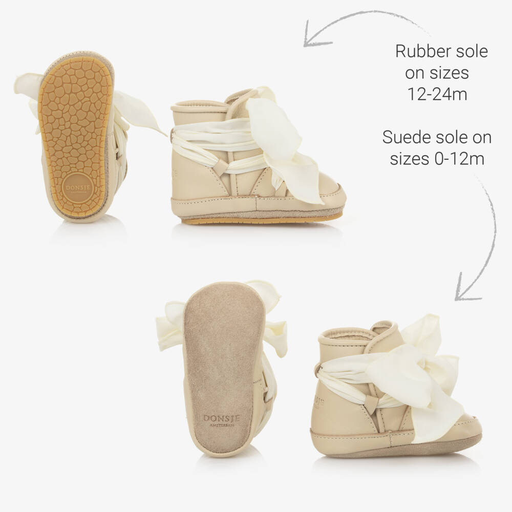 دونسجي-حذاء لمرحلة قبل المشي جلد لون عاجي | Childrensalon Outlet
