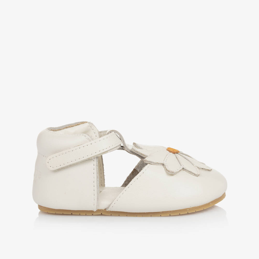 Donsje-Girls Cream Leather Flower Walkers | Childrensalon Outlet