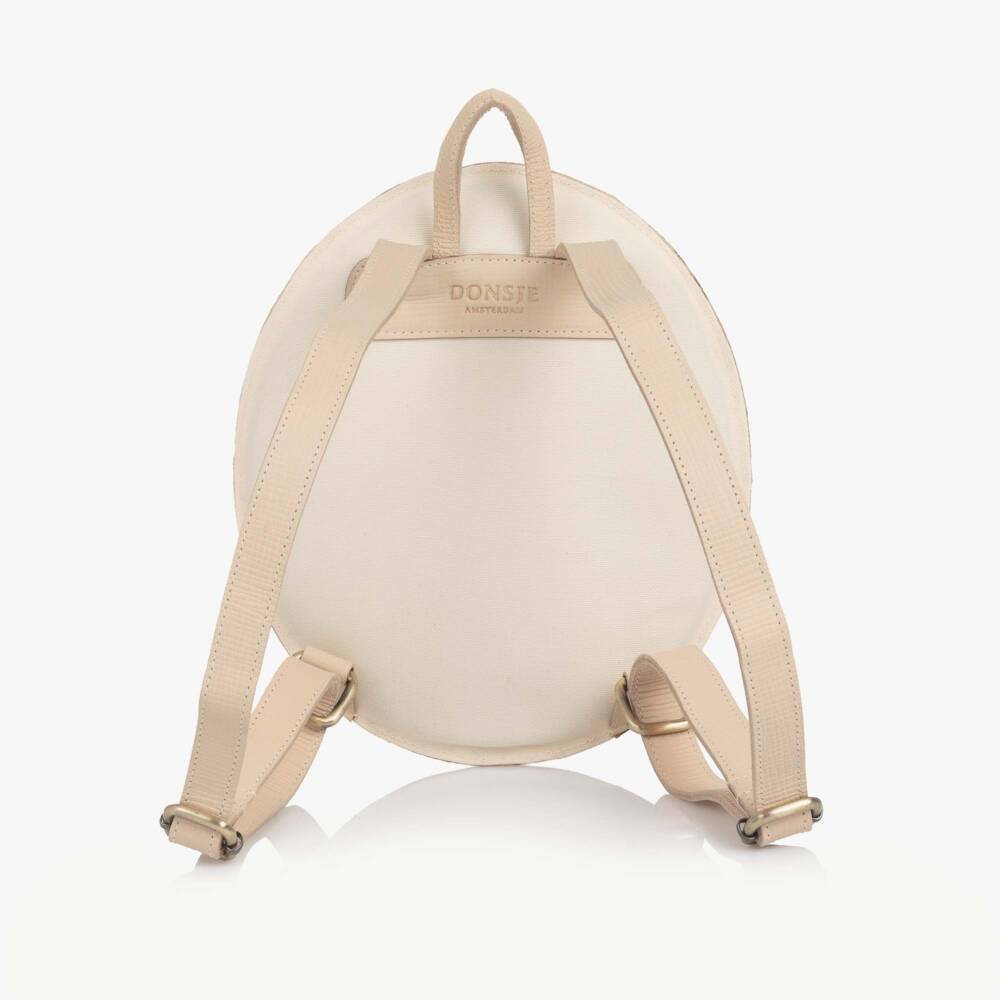 Donsje-Girls Cream Leather Hat Shape Backpack | Childrensalon Outlet