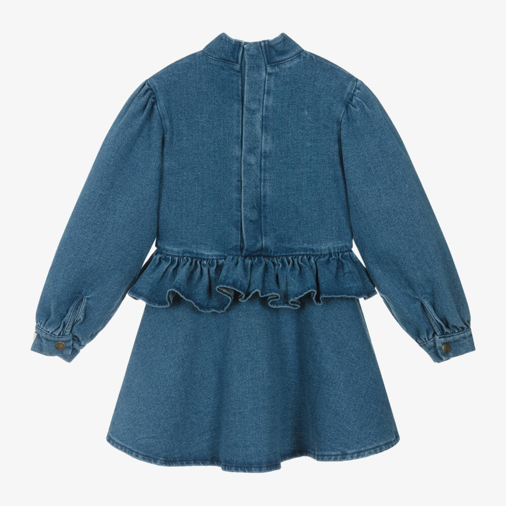 Donsje-Girls Denim Ruffle Dress | Childrensalon Outlet