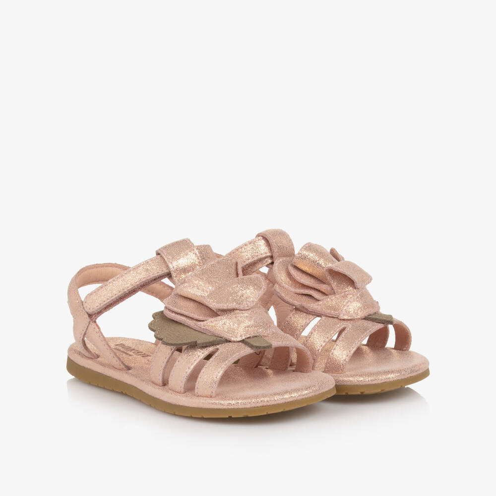 Donsje-Girls Glimmering Rose Pink Sandals | Childrensalon Outlet