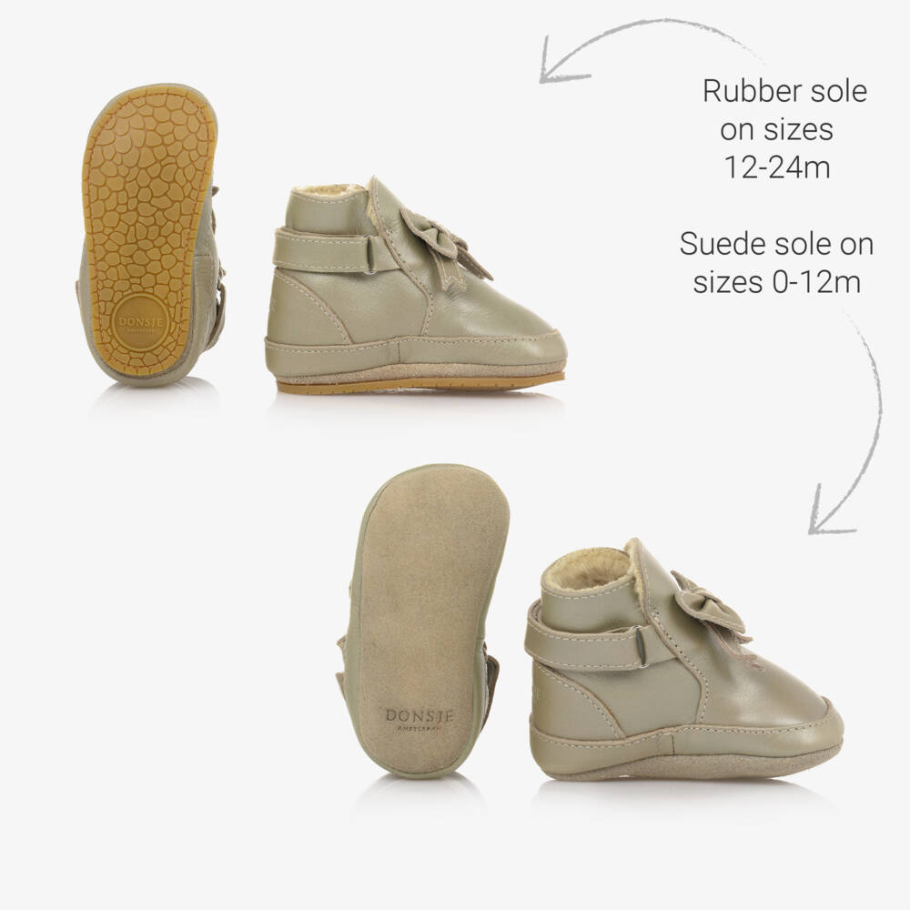 دونسجي-حذاء لمرحلة قبل المشي بفيونكة جلد لون ذهبي ميتاليك | Childrensalon Outlet