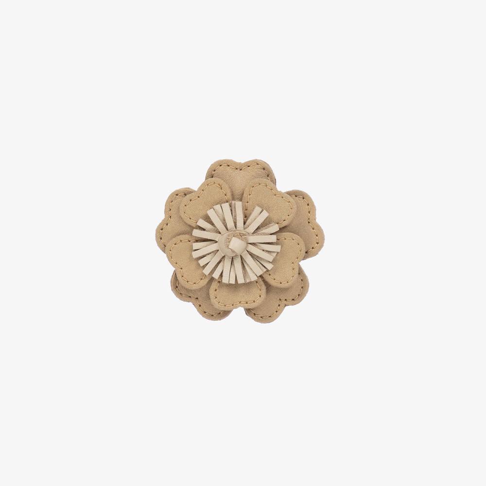 Donsje-Girls Gold Leather Hair Clip (6cm) | Childrensalon Outlet