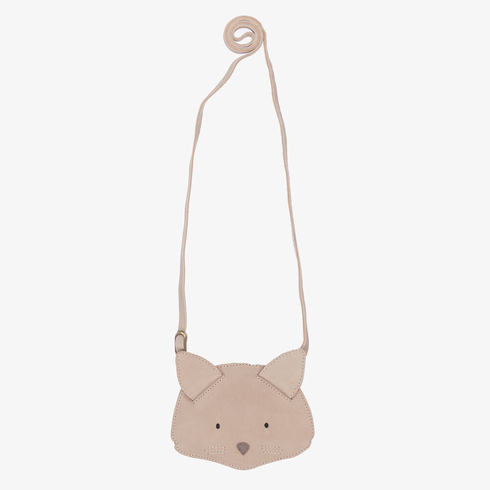 Donsje - Graue Katzen-Lederbrusttasche 12 cm | Childrensalon