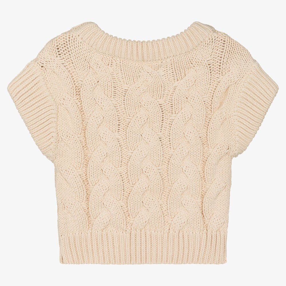 Donsje-بلوفر قطن محبوك لون عاجي للبنات | Childrensalon Outlet
