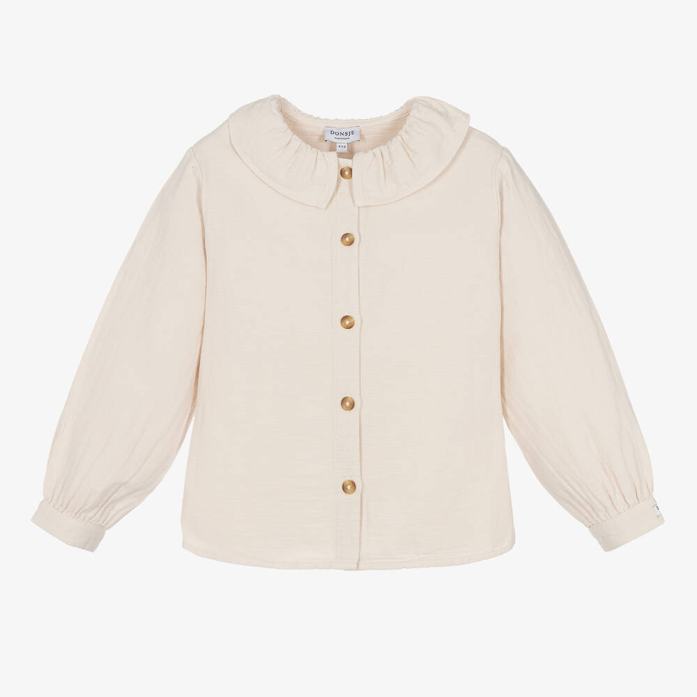 Donsje - Кремовая блузка из марлевого хлопка | Childrensalon