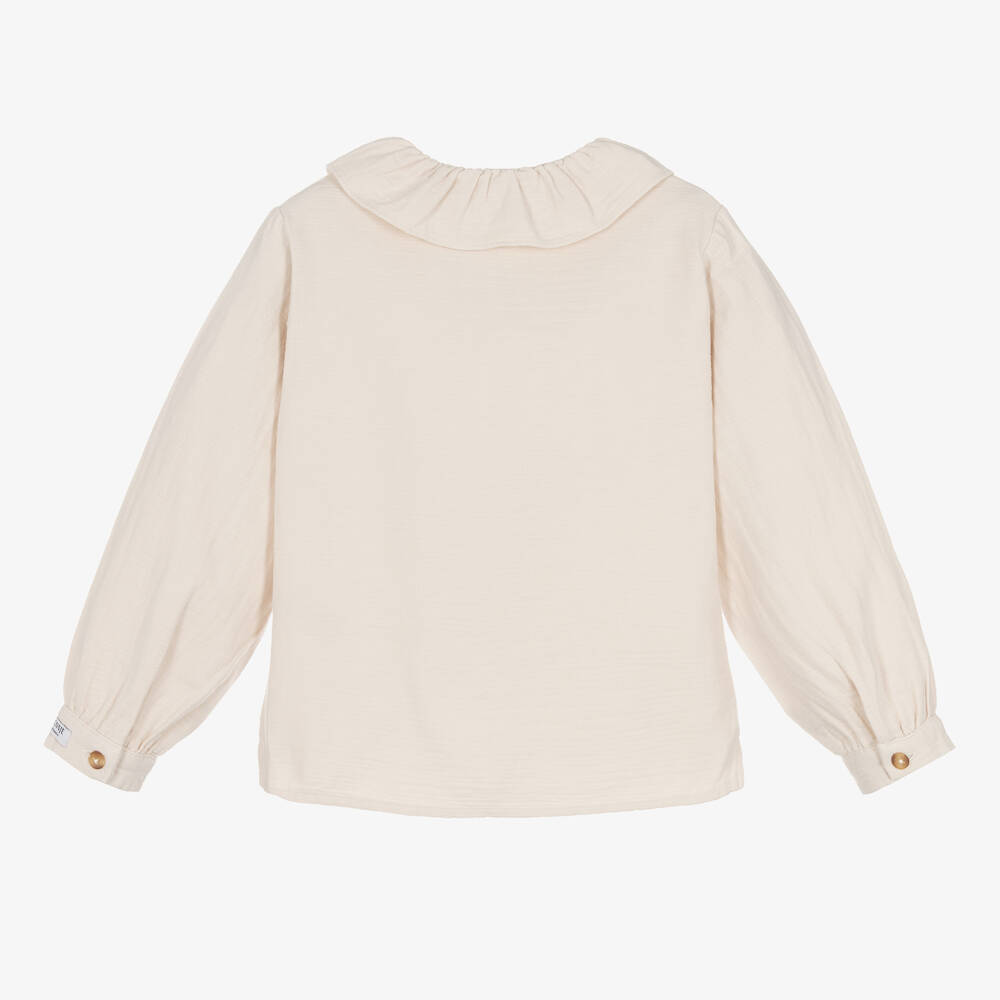 Donsje-Girls Ivory Cotton Cheesecloth Blouse | Childrensalon Outlet