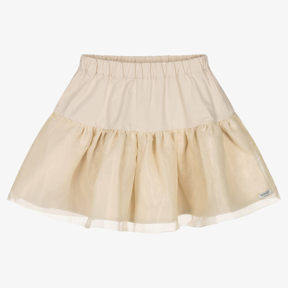 Donsje - Girls Ivory Cotton & Organza Skirt | Childrensalon