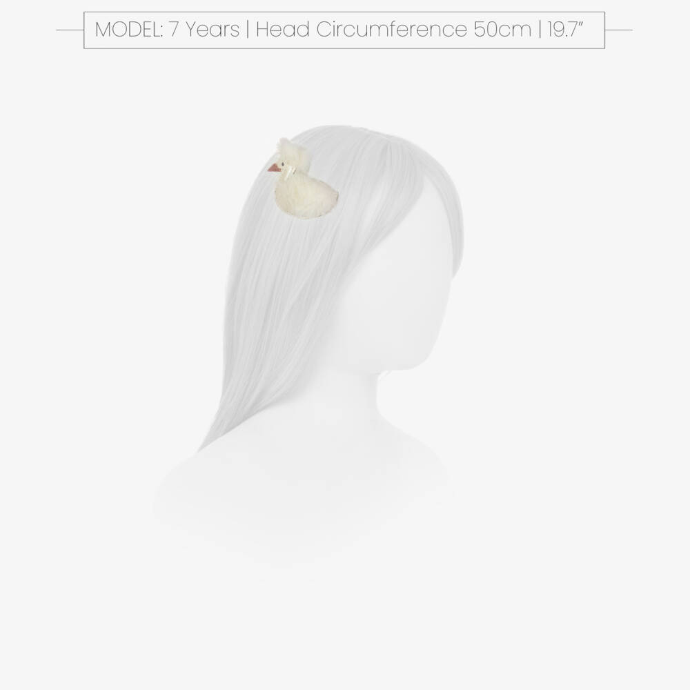 Donsje-Girls Ivory Leather Duck Hairclip (6cm) | Childrensalon Outlet