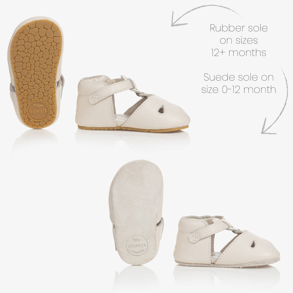 Donsje-Кремовые кожаные пинетки | Childrensalon Outlet