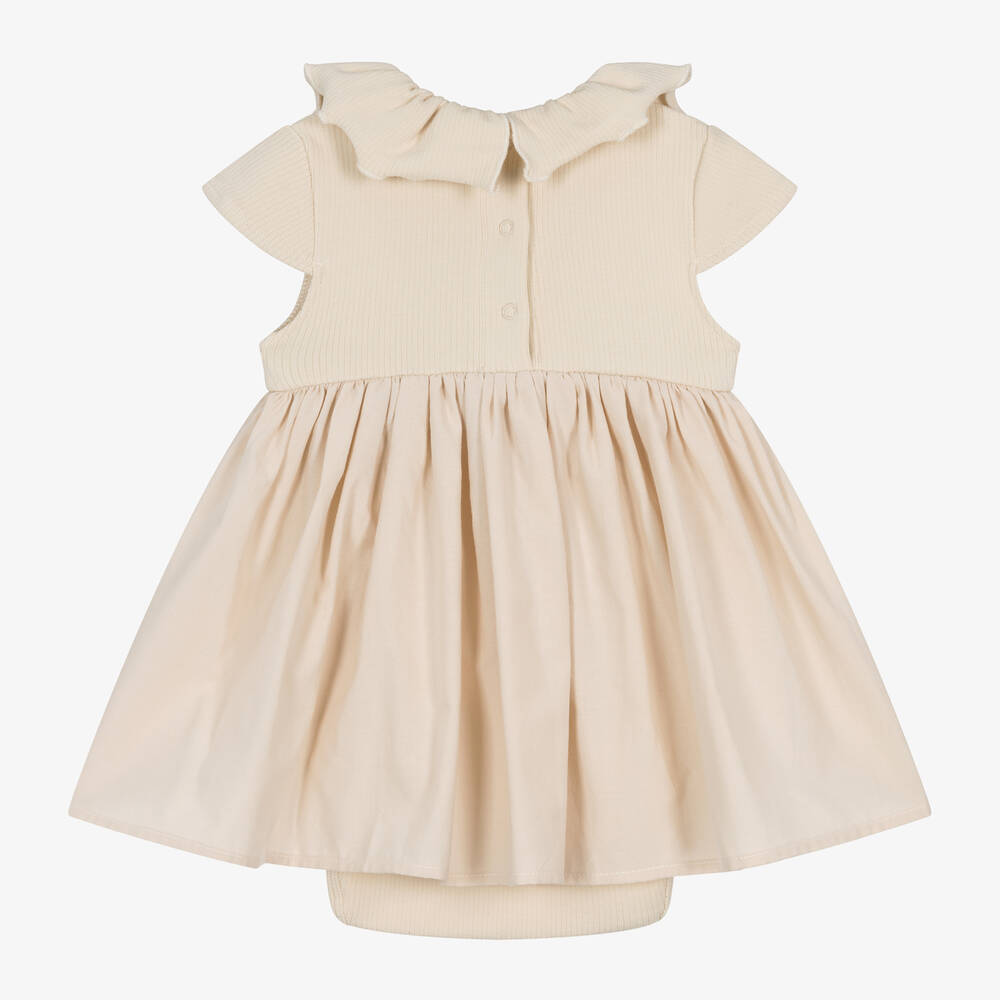 Donsje-Girls Ivory Organic Cotton Dress | Childrensalon Outlet