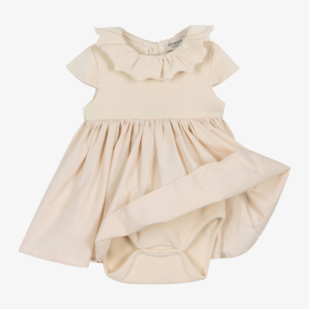 Donsje-Girls Ivory Organic Cotton Dress | Childrensalon Outlet