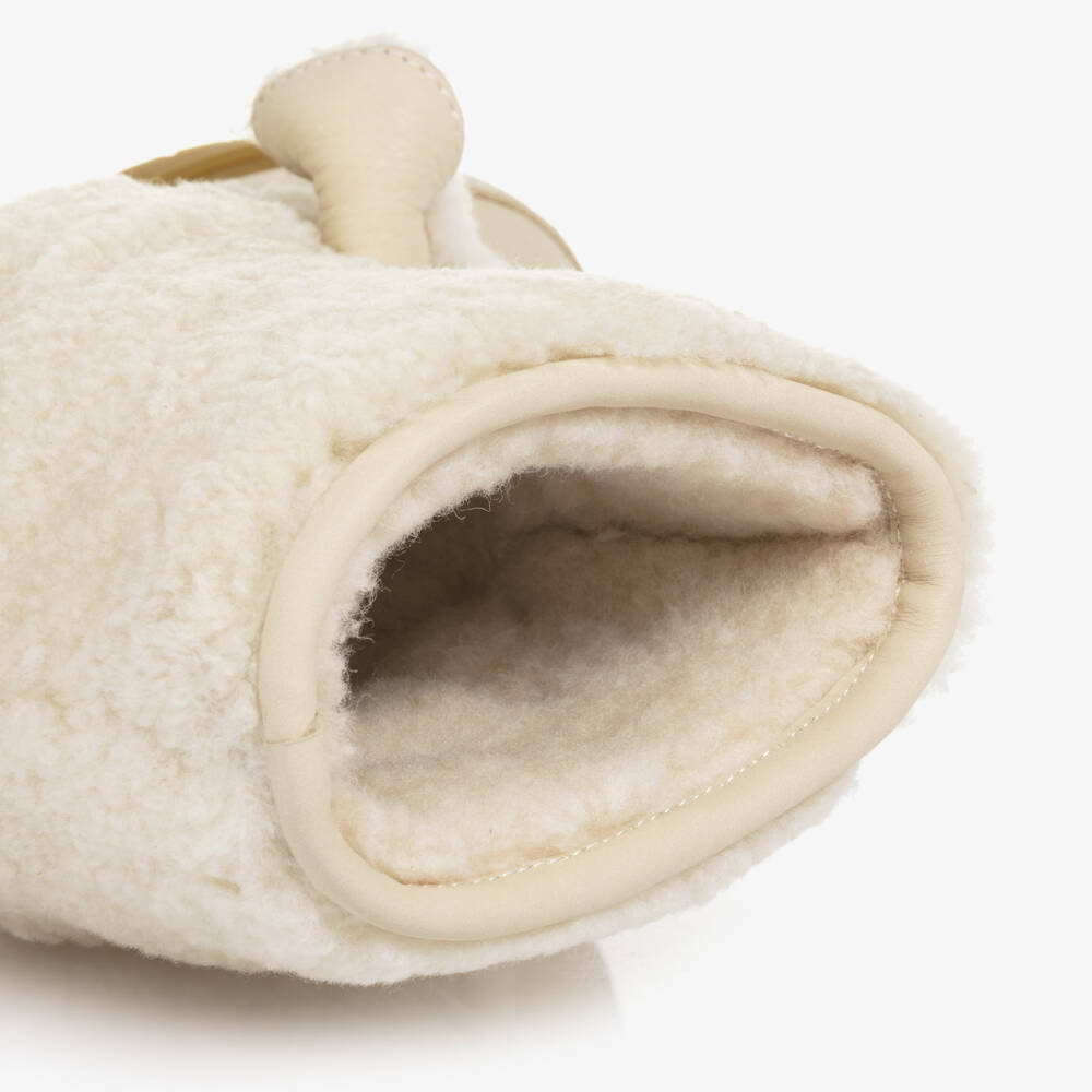 Donsje-Girls Ivory Wadou Leather & Fleece Pull-On Lammy Boots | Childrensalon Outlet