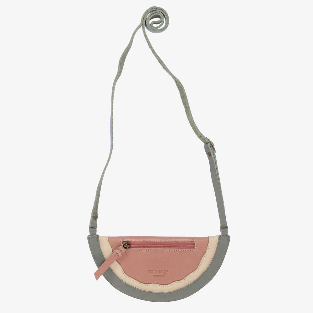 دونسجي-محفظة نقود جلد لون أخضر وزهري للبنات (18 سم) | Childrensalon Outlet