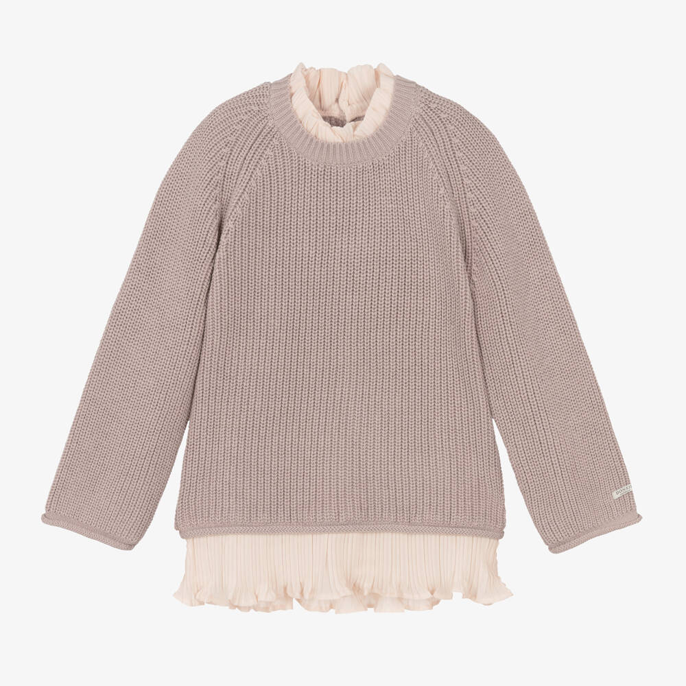 Donsje-Girls Lilac Knit Tunic Sweater | Childrensalon Outlet
