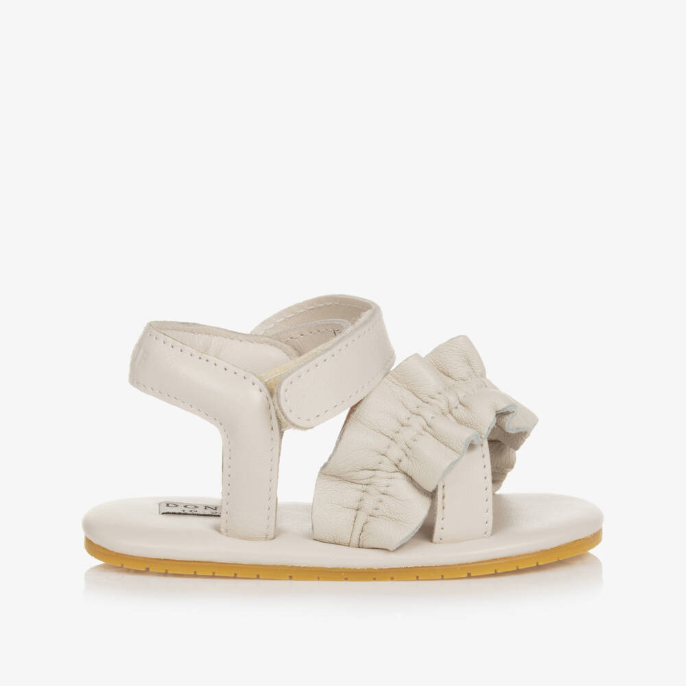 Donsje-Girls Off-White Leather Pre Walker Sandals | Childrensalon Outlet