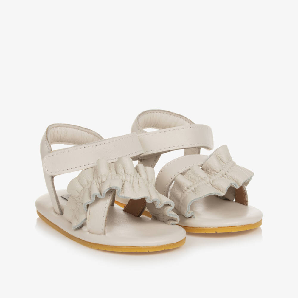 Donsje-Girls Off-White Leather Pre Walker Sandals | Childrensalon Outlet