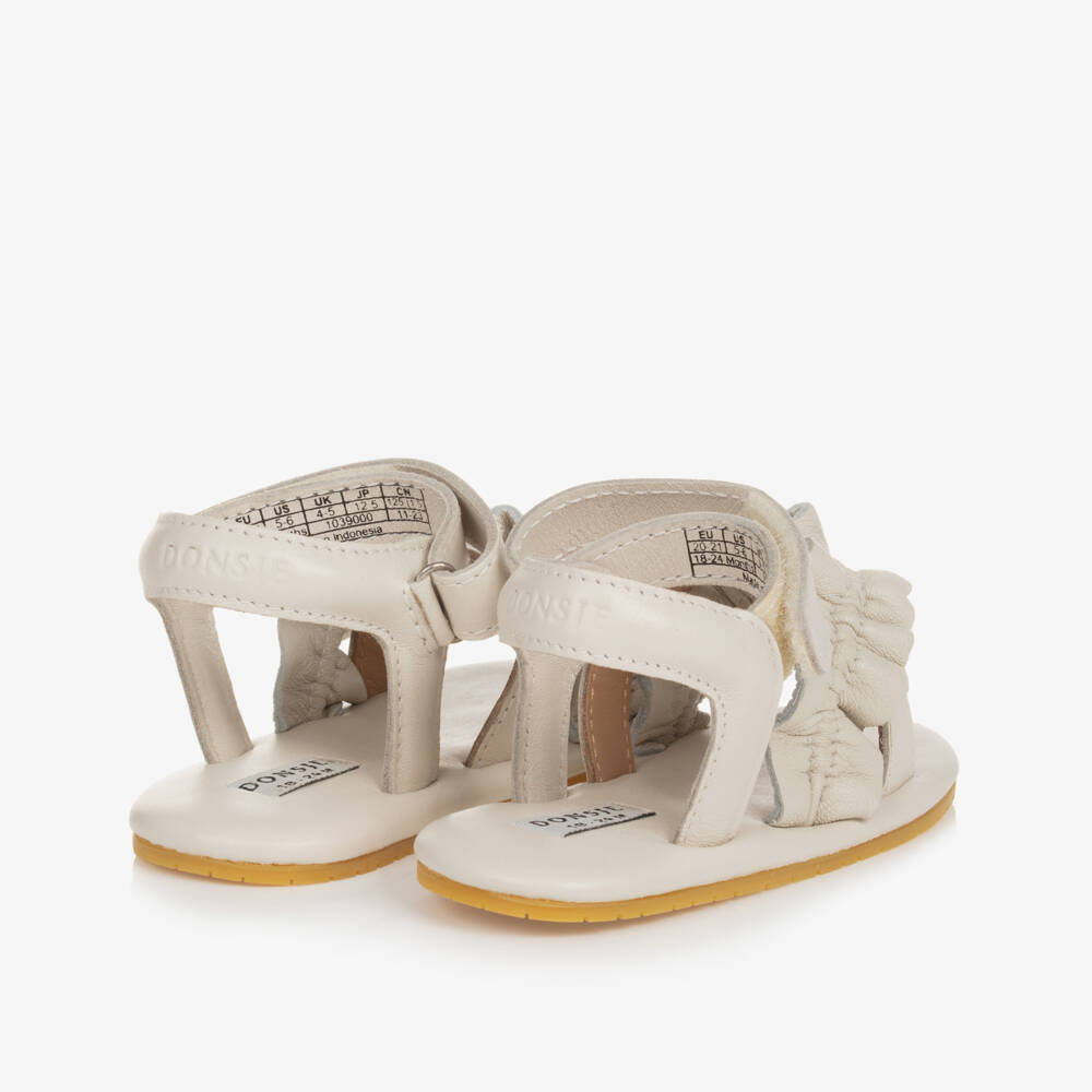 Donsje-Girls Off-White Leather Pre Walker Sandals | Childrensalon Outlet