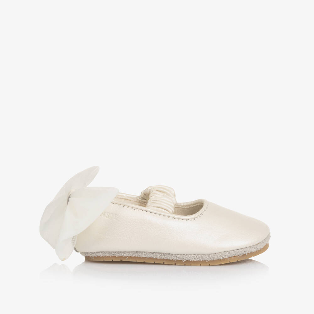 Donsje-Girls Off-White Tulle Bow Pre-Walkers | Childrensalon Outlet