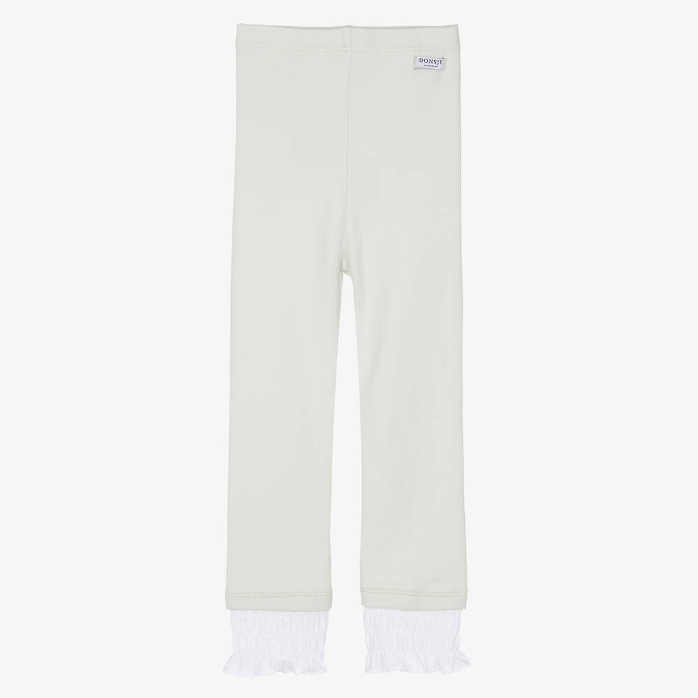 Donsje-Girls Pale Grey Organic Cotton Leggings | Childrensalon Outlet