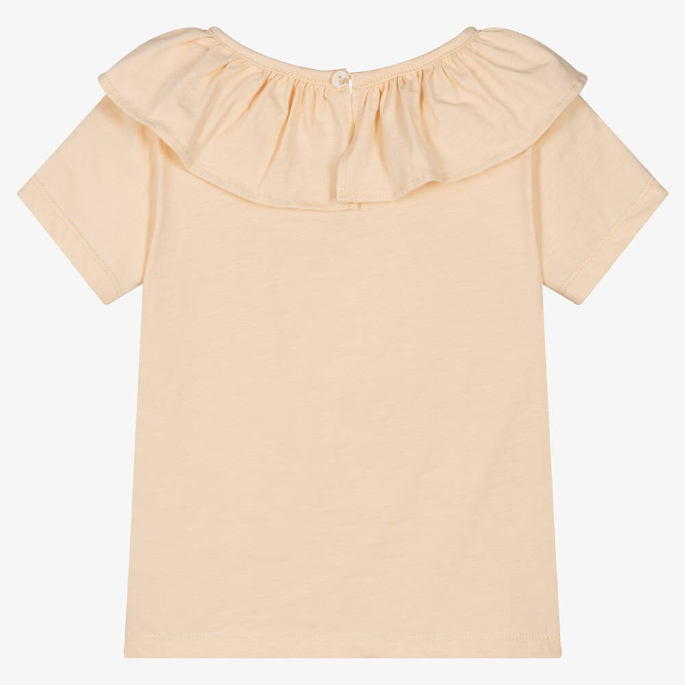 Donsje-Girls Pastel Orange Cotton T-Shirt | Childrensalon Outlet
