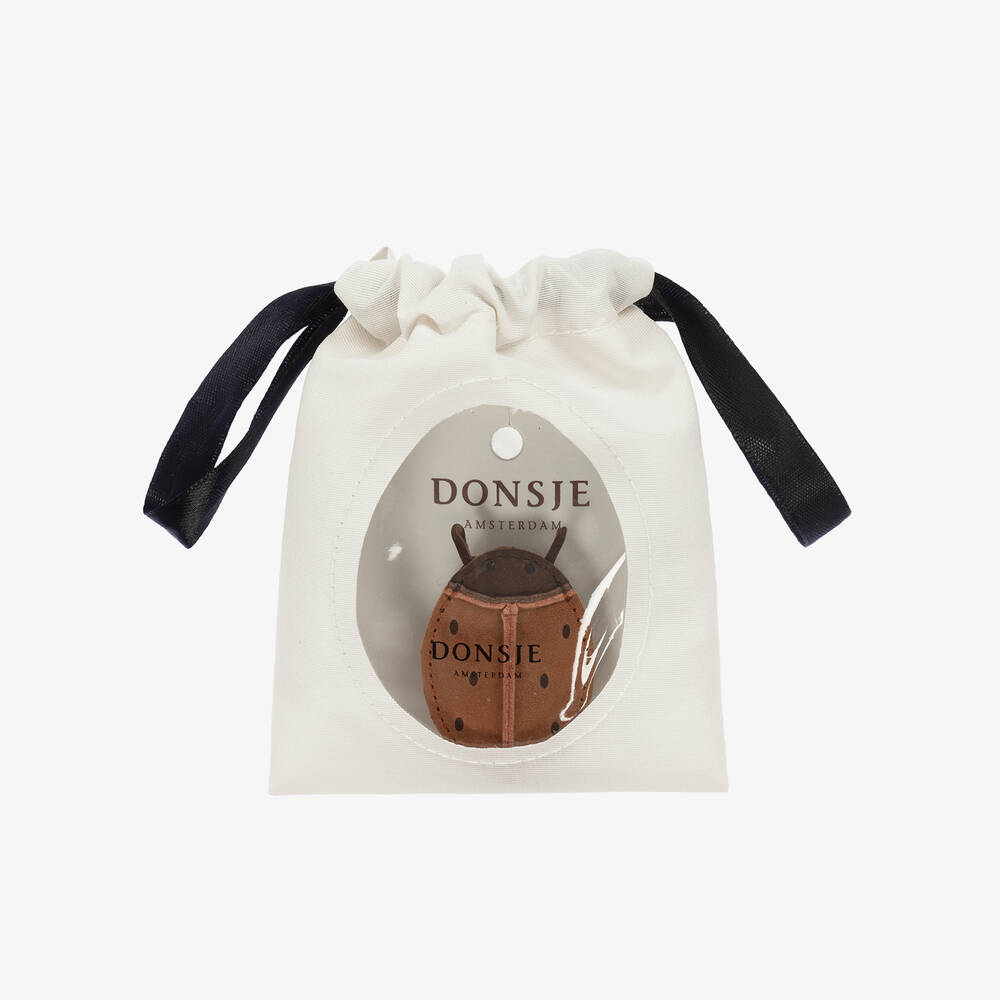 Donsje-Girls Pink Ladybug Leather Hair Clip (5cm) | Childrensalon Outlet