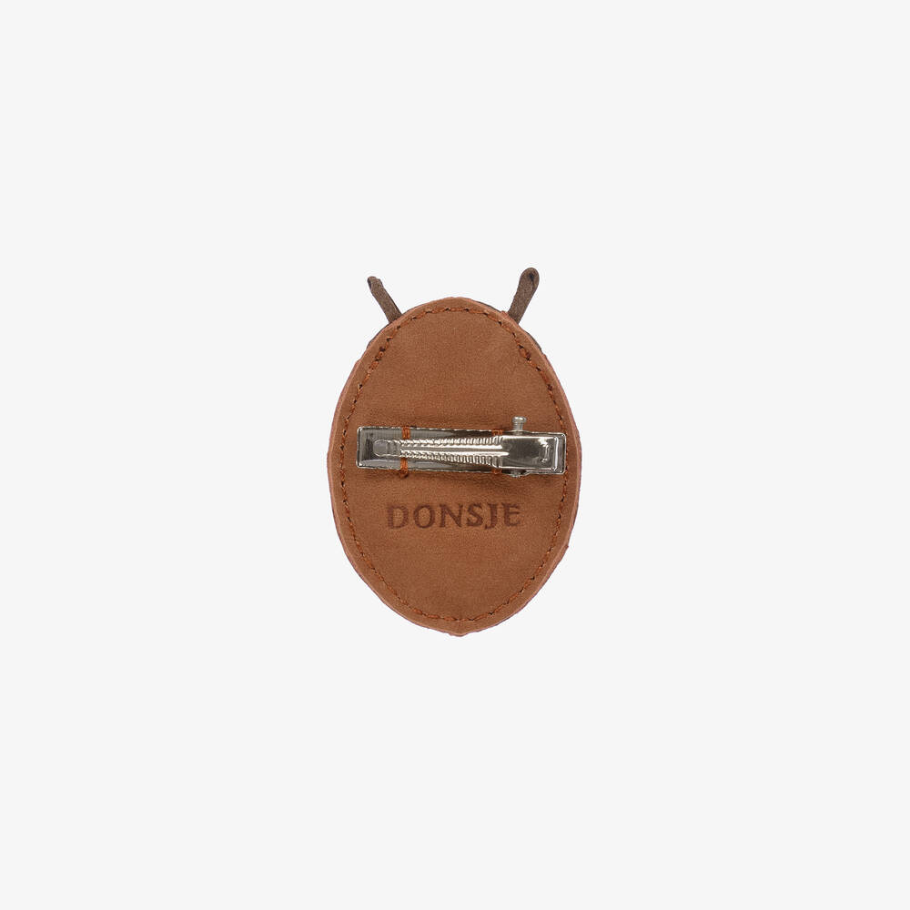 Donsje-Girls Pink Ladybug Leather Hair Clip (5cm) | Childrensalon Outlet