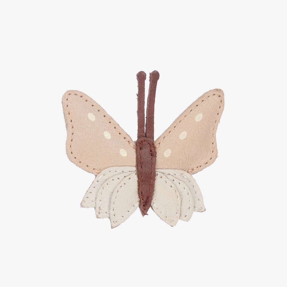 Donsje-Girls Pink Leather Butterfly Clip | Childrensalon Outlet