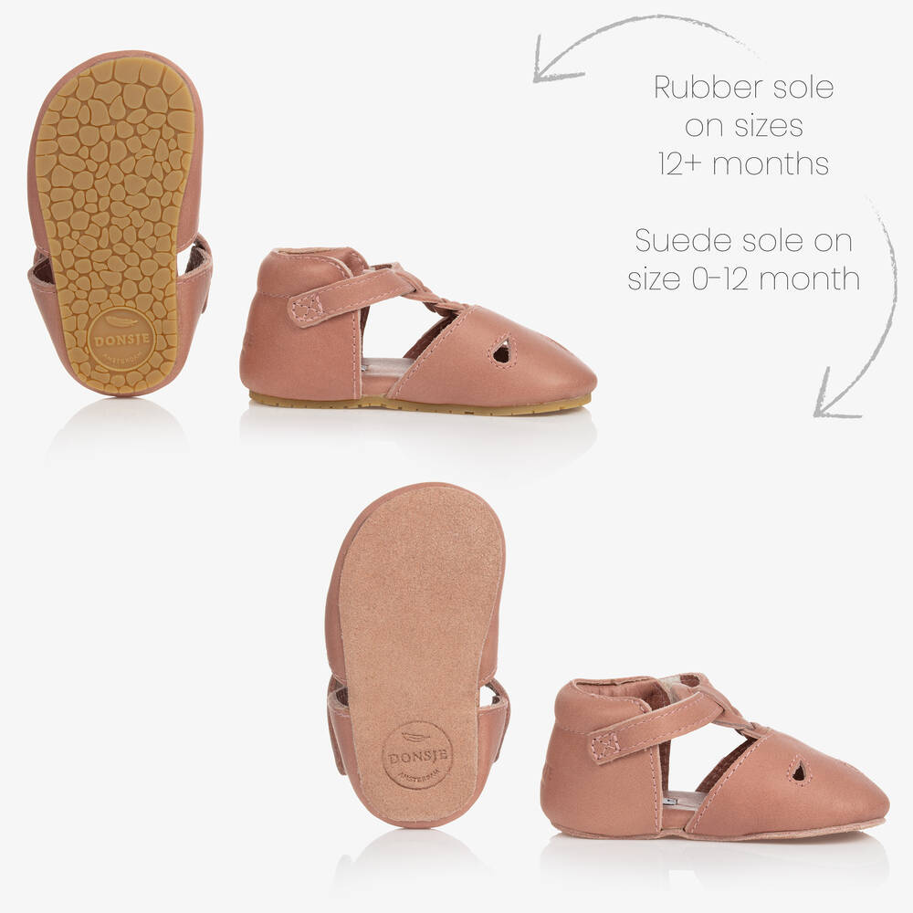 Donsje-Girls Pink Leather Pre-Walkers | Childrensalon Outlet