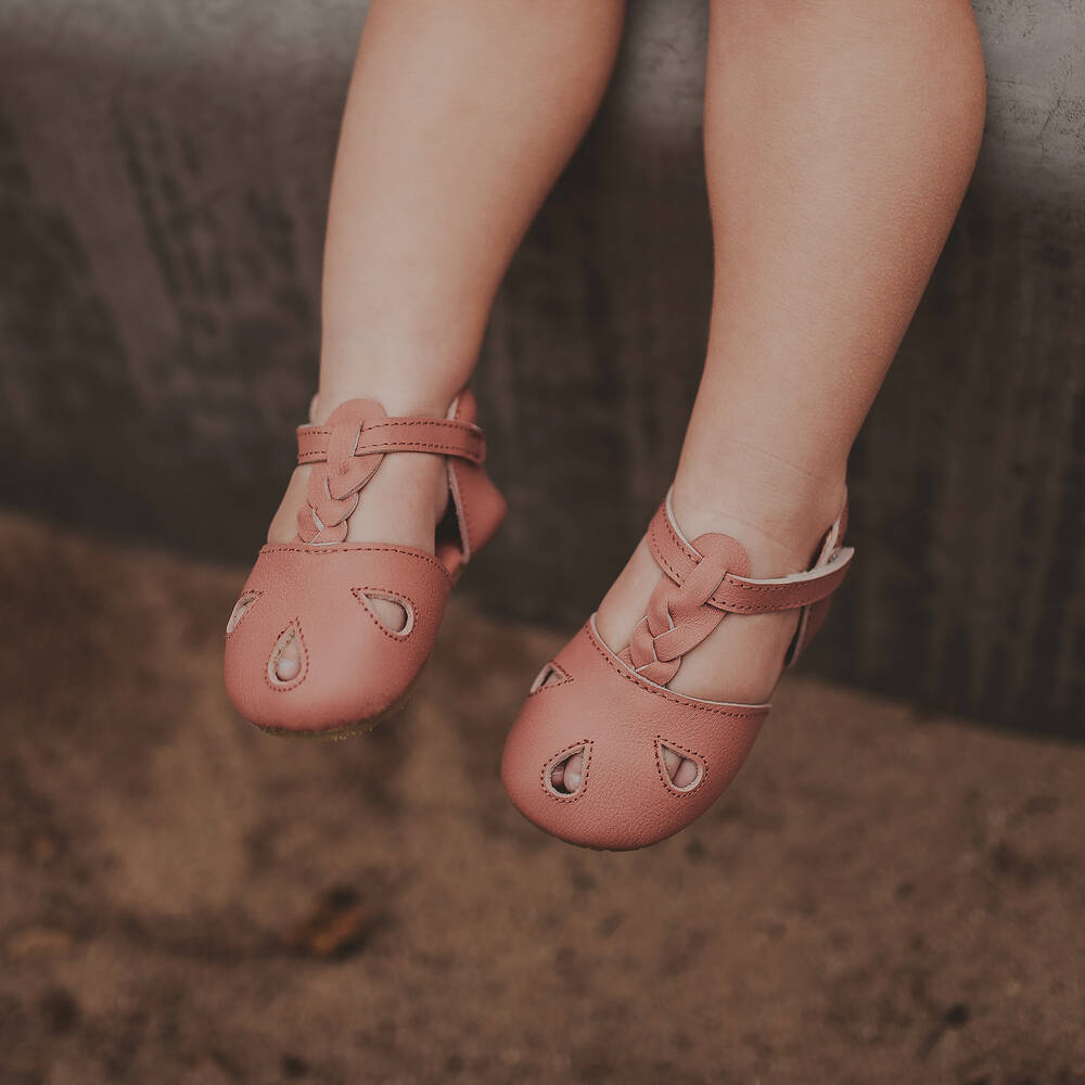 Donsje-Girls Pink Leather Pre-Walkers | Childrensalon Outlet
