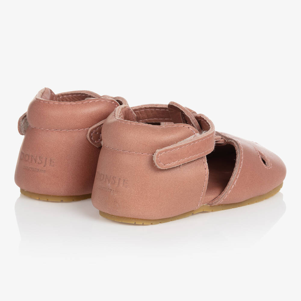 Donsje-Girls Pink Leather Pre-Walkers | Childrensalon Outlet