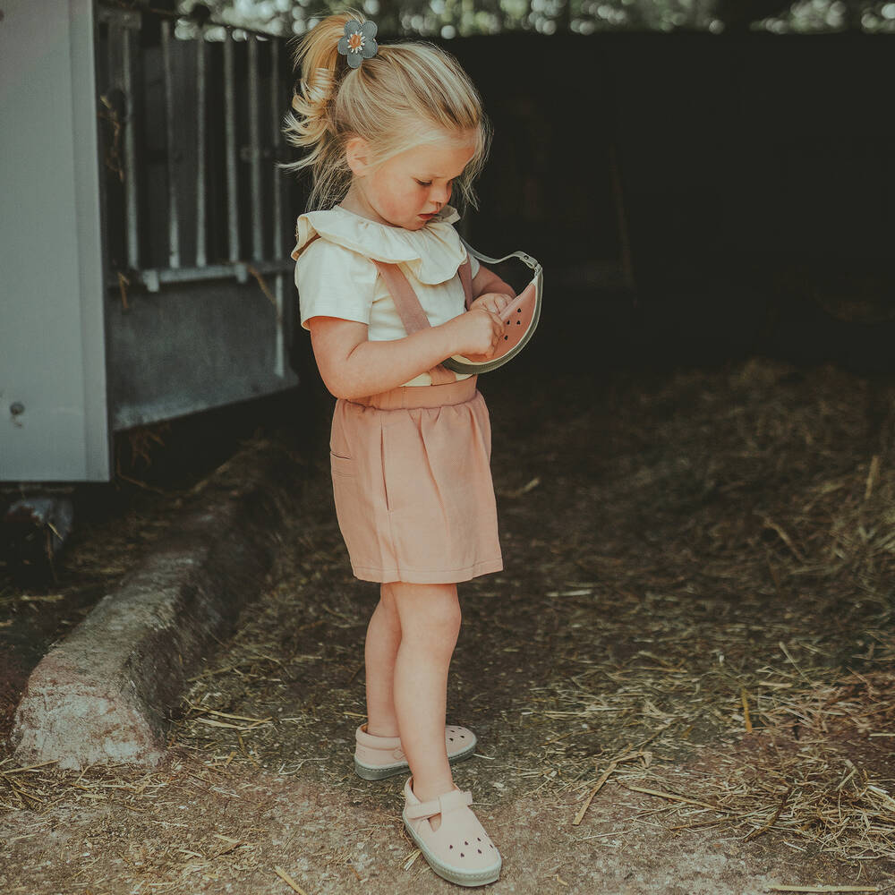 Donsje-Girls Pink Skort with Shoulder Straps | Childrensalon Outlet