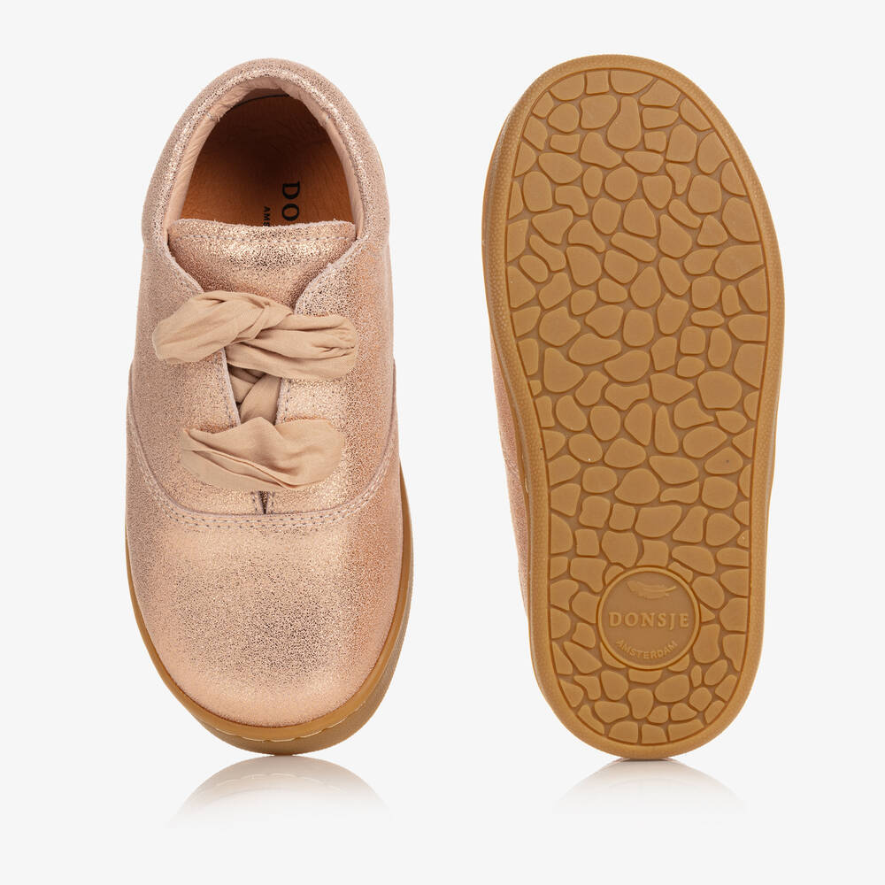 Donsje Baskets rose dor en cuir fille Childrensalon Outlet