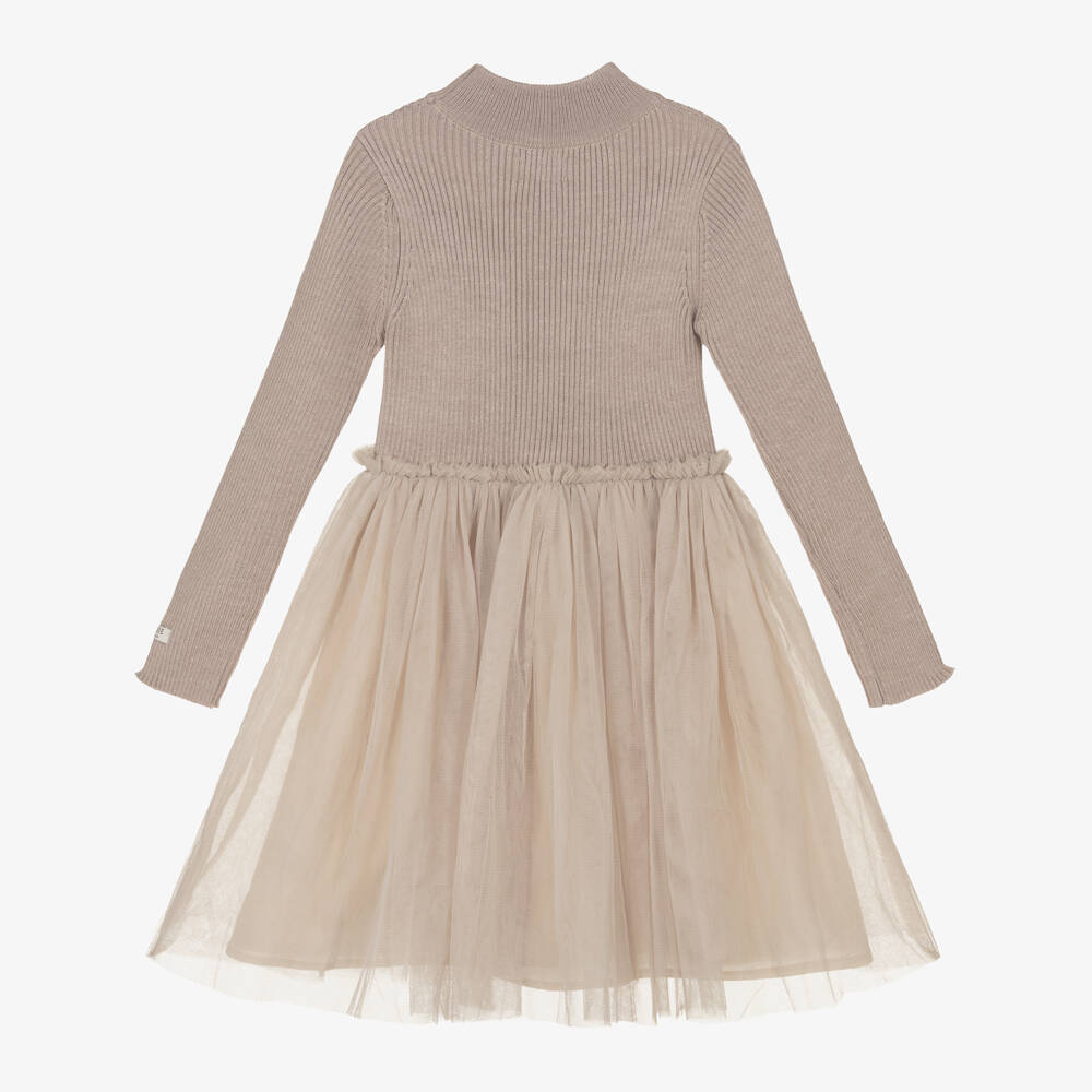 Donsje-Girls Rose Grey Tulle Dress | Childrensalon Outlet