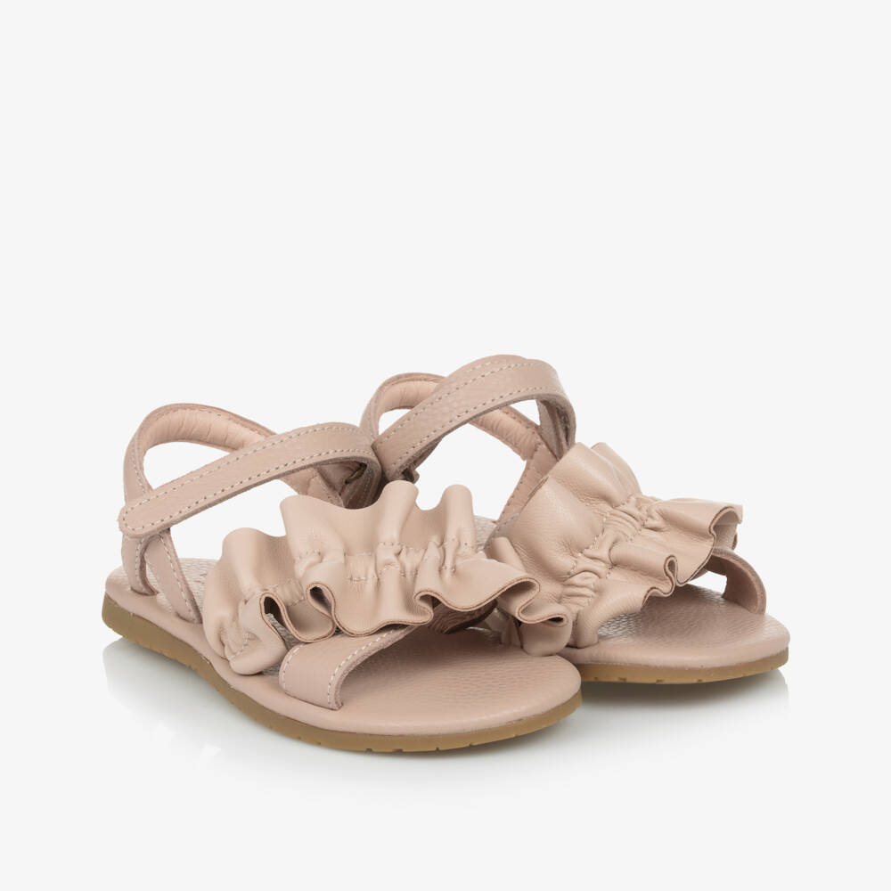 Donsje-Girls Rose Ruffle Leather Sandals | Childrensalon Outlet