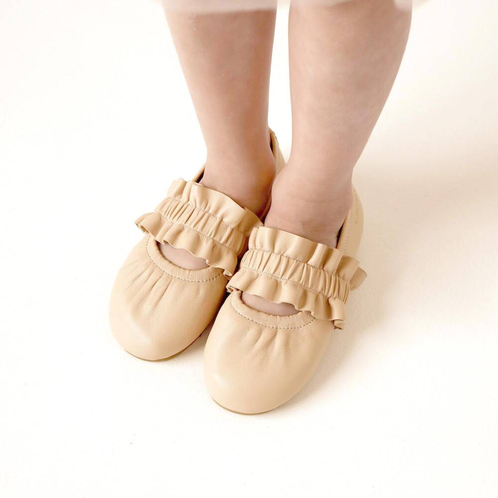 Donsje-Girls Soft Rose Leather Flats | Childrensalon Outlet