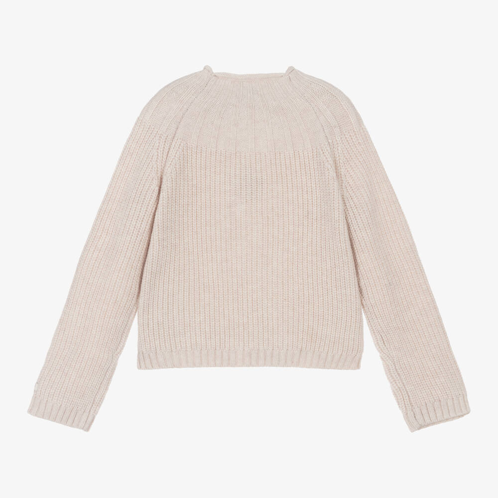 Donsje-Girls Soft Sand Knit Sweater | Childrensalon Outlet